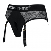 Черные трусики для насадок Diva Lingerie Harness - size S - Strap-on-me - купить с доставкой в Калуге
