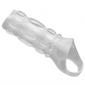 Насадка на пенис с кольцом для мошонки Clear Sensations Enhancer Sex Sleeve - 11,5 см. - XR Brands - в Калуге купить с доставкой