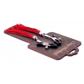 Металлические зажимы на соски с красными замшевыми кисточками - Crazy Handmade - купить с доставкой в Калуге