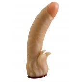 Телесная гелевая насадка-фаллос с клиторальными лепестками - 18,5 см. - LOVETOY (А-Полимер) - купить с доставкой в Калуге