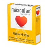 Презервативы с колечками и пупырышками Masculan Ribbed+Dotted - 3 шт. - Masculan - купить с доставкой в Калуге