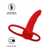 Красная насадка на пенис для двойного проникновения Black Red - 16,5 см. - ToyFa - купить с доставкой в Калуге