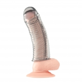 Текстурированная насадка на пенис Clear Textured Penis Enhancing Sleeve Extension - 16,5 см. - BlueLine - в Калуге купить с доставкой