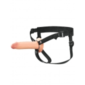 Телесный полый страпон на черных ремнях Hollow Silicone Strap-on - 17,8 см. - Pipedream - купить с доставкой в Калуге