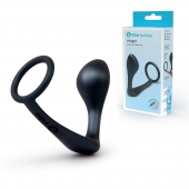 Черное эрекционное кольцо со стимулятором простаты Ringer Cock Ring   Plug - b-Vibe - в Калуге купить с доставкой