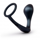 Черное эрекционное кольцо со стимулятором простаты Ringer Cock Ring   Plug - b-Vibe - в Калуге купить с доставкой