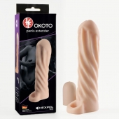 Телесная насадка-удлинитель Okoto со спиралевидным рельефом - 16 см. - Sitabella - в Калуге купить с доставкой