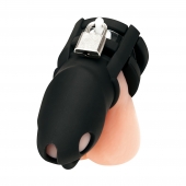 Черная клетка для пениса Silicone Small 2 in Cock Cage With Ball Divider - BlueLine - купить с доставкой в Калуге