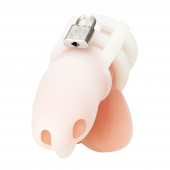 Белая клетка для пениса Silicone Small 2 in Cock Cage With Ball Divider - BlueLine - купить с доставкой в Калуге