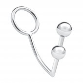 Кольцо на пенис с анальным стимулятором Two Bead Stainless Steel Anal Hook   Cock Ring - BlueLine - в Калуге купить с доставкой