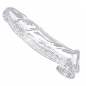 Прозрачная насадка для увеличения члена Realistic Clear Penis Enhancer and Ball Stretcher - 20,3 см. - XR Brands - в Калуге купить с доставкой