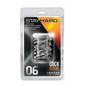 Прозрачная насадка с объёмными чёрточками STAY HARD COCK SLEEVE 06 CLEAR - Blush Novelties - в Калуге купить с доставкой
