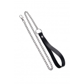 Поводок с ручкой из черной натуральной кожи и карабином для ошейника - Pecado - купить с доставкой в Калуге