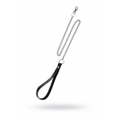 Поводок с ручкой из черной натуральной кожи и карабином для ошейника - Pecado - купить с доставкой в Калуге