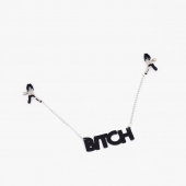 Зажимы на соски с кожаной подвеской Bitch - Crazy Handmade - купить с доставкой в Калуге
