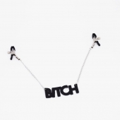 Зажимы на соски с кожаной подвеской Bitch - Crazy Handmade - купить с доставкой в Калуге