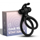 Черное эрекционное виброкольцо с подхватом мошонки Stay Hard - Boys of Toys - в Калуге купить с доставкой