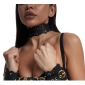 Черный ажурный чокер с золотистой фурнитурой - Crazy Handmade - купить с доставкой в Калуге