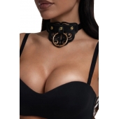 Черный чокер с клепками и золотистой фурнитурой - Crazy Handmade - купить с доставкой в Калуге