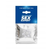 Прозрачное эластичное эрекционное кольцо с 6 шариками - Sex Expert - в Калуге купить с доставкой