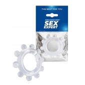 Прозрачное эрекционное кольцо со стимулирующими шариками - Sex Expert - в Калуге купить с доставкой
