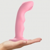 Розовая насадка-стимулятор Strap-On-Me Tapping Dildo Wave - Strap-on-me - купить с доставкой в Калуге