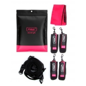 Черно-розовый эротический набор: фиксатор, оковы, наручники, повязка - Erokay - купить с доставкой в Калуге