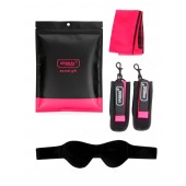 Черно-розовый эротический набор: маска, наручники и повязка - Erokay - купить с доставкой в Калуге