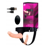 Женский страпон с 2 насадками, вибрацией и пультом ДУ - Erowoman-Eroman - купить с доставкой в Калуге