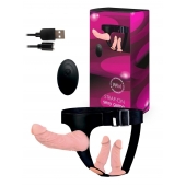 Женский страпон с 3 насадками и вибрацией - Erowoman-Eroman - купить с доставкой в Калуге