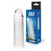 Прозрачная закрытая насадка на пенис с ребрышками - 16 см. - Sex Expert - в Калуге купить с доставкой