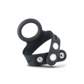 Черное эрекционное кольцо с подхватом мошонки на кнопках VS6 - Blush Novelties - в Калуге купить с доставкой