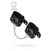 Черные оковы из толстой кожи с люверсами - Pecado - купить с доставкой в Калуге