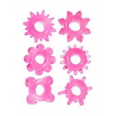 Набор из 6 розовых эрекционных колец с различным рельефом - Erowoman-Eroman - в Калуге купить с доставкой