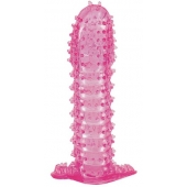 Гелевая розовая насадка с шипами - 12 см. - Toyfa Basic - в Калуге купить с доставкой