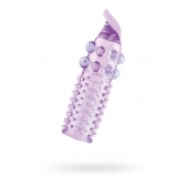 Гелевая фиолетовая насадка с шариками, шипами и усиком - 11 см. - Toyfa Basic - в Калуге купить с доставкой