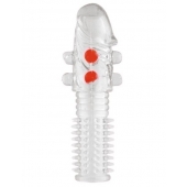 Гелевая прозрачная насадка с шариками и шипами - 14 см. - Toyfa Basic - в Калуге купить с доставкой