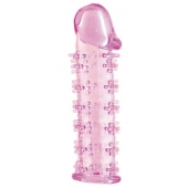 Гелевая розовая насадка на фаллос с шипами - 12 см. - Toyfa Basic - в Калуге купить с доставкой
