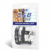 Утяжка на пенис на замочке Duo Cock And Ball Lock - BlueLine - купить с доставкой в Калуге