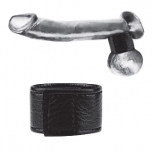 Чёрная утяжка на мошонку 1  Velcro Ball Stretcher - BlueLine - купить с доставкой в Калуге