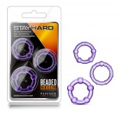 Набор из 3 фиолетовых эрекционных колец Stay Hard Beaded Cockrings - Blush Novelties - в Калуге купить с доставкой