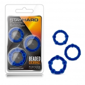 Набор из 3 синих эрекционных колец Stay Hard Beaded Cockrings - Blush Novelties - в Калуге купить с доставкой