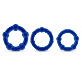 Набор из 3 синих эрекционных колец Stay Hard Beaded Cockrings - Blush Novelties - в Калуге купить с доставкой
