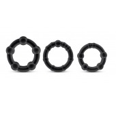 Набор из 3 чёрных эрекционных колец Stay Hard Beaded Cockrings - Blush Novelties - в Калуге купить с доставкой