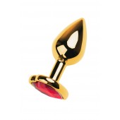 Золотистая анальная пробка с кристаллом-сердцем - 7,5 см. - ToyFa - купить с доставкой в Калуге