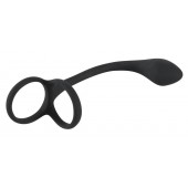 Эрекционное кольцо с утяжкой на мошонку и анальным плаг Black Velvets - Orion - в Калуге купить с доставкой