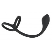 Эрекционное кольцо с утяжкой на мошонку и анальным плаг Black Velvets - Orion - в Калуге купить с доставкой