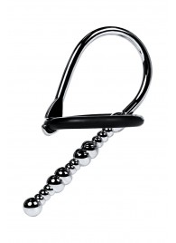 Серебристый уретральный плаг-бусины TOYFA Metal с мягким фиксириющим кольцом - ToyFa - купить с доставкой в Калуге