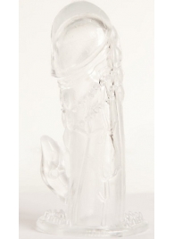 Прозрачная гелевая насадка с клиторальным отростком - 13 см. - Toyfa Basic - в Калуге купить с доставкой