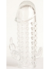 Гелевая прозрачная насадка с 2 отростками - 13 см. - Toyfa Basic - в Калуге купить с доставкой